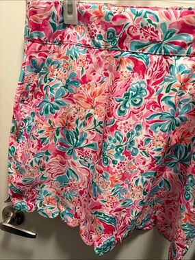 Women’s Floral Scallop Hem Skort - Pink Teal Print